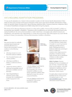 VA’S HOUSING ADAPTATION PROGRAMS