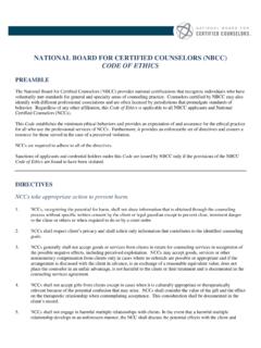 NATIONAL BOARD FOR CERTIFIED COUNSELORS …