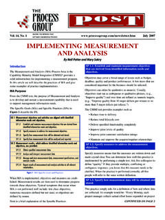 IMPLEMENTING MEASUREMENT AND ANALYSIS