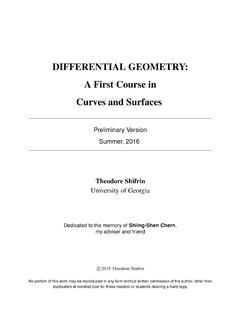 DIFFERENTIAL GEOMETRY: A First Course in Curves and Surfaces