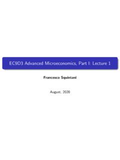 EC9D3 Advanced Microeconomics, Part I: Lecture 1