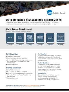 2018 Division II New Academic Requirements - NCAA.org