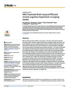 Mild Traumatic Brain Injury (mTBI) and chronic cognitive ...