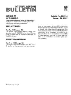 HIGHLIGHTS Bulletin No. 2022–4 OF THIS ISSUE January 24, …