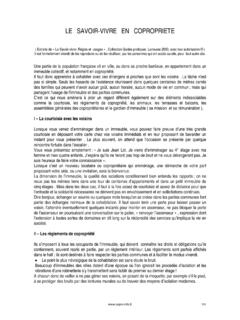 LE SAVOIR-VIVRE EN COPROPRIETE - copro-info.com