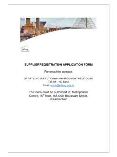 SUPPLIER REGISTRATION APPLICATION FORM - Johannesburg