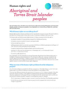 Human rights and Aboriginal and Torres Strait Islander …