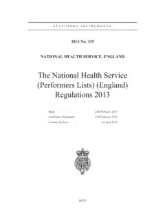 The National Health Service (Performers Lists) (England ...