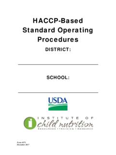 HACCP-Based Standard Operating Procedures (SOPs)