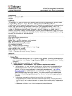 Basis of Design for Renovation and New Construction