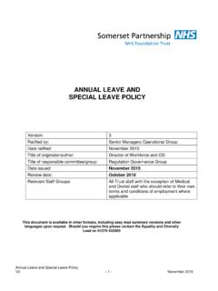 ANNUAL LEAVE AND SPECIAL LEAVE POLICY - sompar.nhs.uk