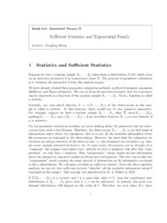 Su–cient Statistics and Exponential Family 1 …