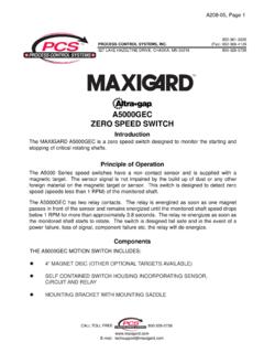 A5000GEC ZERO SPEED SWITCH - Process Control …